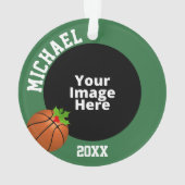 Basketball Personalisiertes Foto Weihnachten Ornament (Rückseite)
