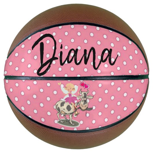 Basketball Pink Polk a dot Kuh Pink Hearts (Vorderseite)
