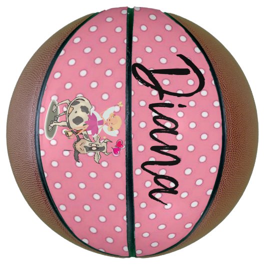 Basketball Pink Polk a dot Kuh Pink Hearts (Vertikal)