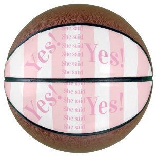 Basketball Pink & White Stripe Sie sagte Ja!