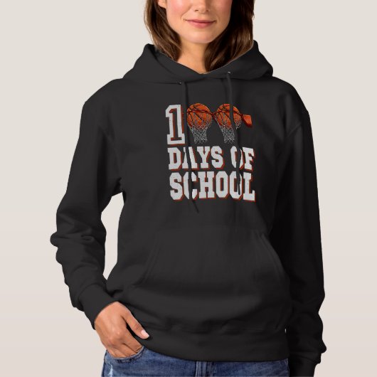 Basketball Player 100 Days Of School Student Boys Hoodie (Vorderseite)