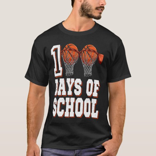 Basketball Player 100 Days Of School Student Boys T-Shirt (Vorderseite)