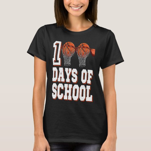 Basketball Player 100 Days Of School Student Boys T-Shirt (Vorderseite)