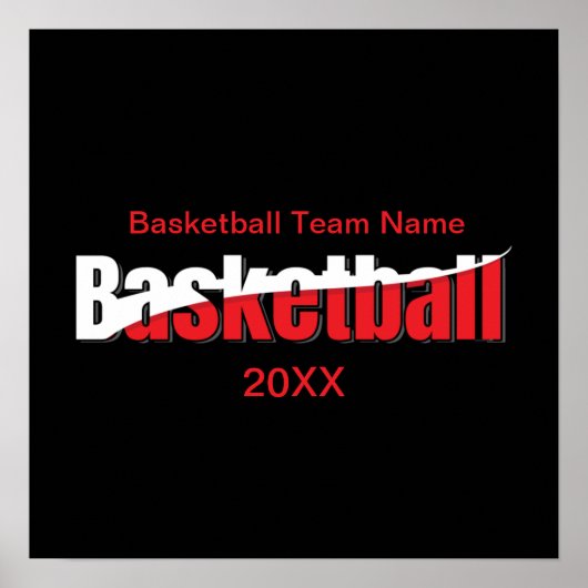 Basketball Player Abstrakt Swish - Word Art Poster (Vorne)