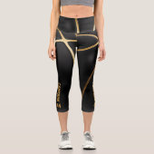 Basketball Player Black & Gold Capri Leggings (Vorderseite)