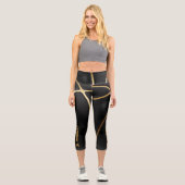 Basketball Player Black & Gold Capri Leggings (Vorderseite)