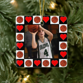 Basketball Player Custom Foto Weihnachtsherz Keramikornament