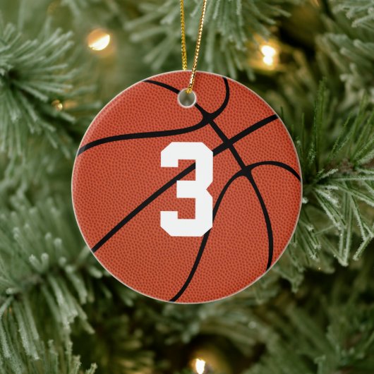Basketball Player Custom Jersey Nummer oder Buchst Keramik Ornament (Baum)