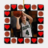 Basketball Player Custom Photo Christmas Heart Keramikornament (Rückseite)
