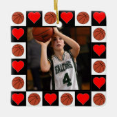 Basketball Player Custom Photo Christmas Heart Keramikornament (Vorderseite)