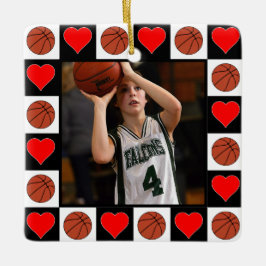Basketball Player Custom Photo Christmas Heart Keramikornament