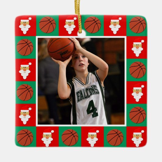Basketball Player Custom Sports Photo Christmas Keramikornament (Vorderseite)