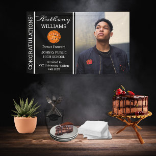 Basketball Player Foto Black Weißer Abschluss Banner