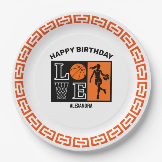 Basketball Player Girl, Basketball Girl  Birthday Pappteller (Vorderseite)