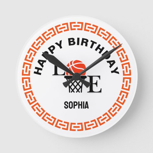 Basketball Player Girl, Basketball Girl Birthday Runde Wanduhr (Vorderseite)