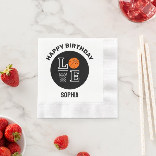 Basketball Player Girl, Basketball Girl Birthday Serviette (Beispiel)