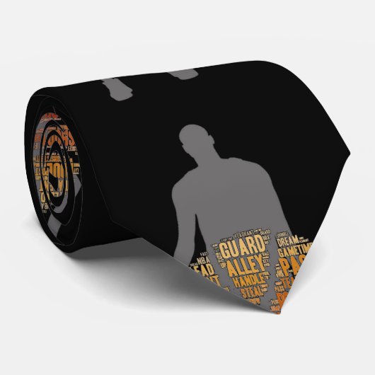 Basketball Player Graphic Sports Necktie Black Krawatte (Gerollt)