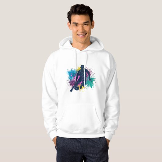 Basketball-Player grungy Color Splashes Hoodie (Vorne ganz)