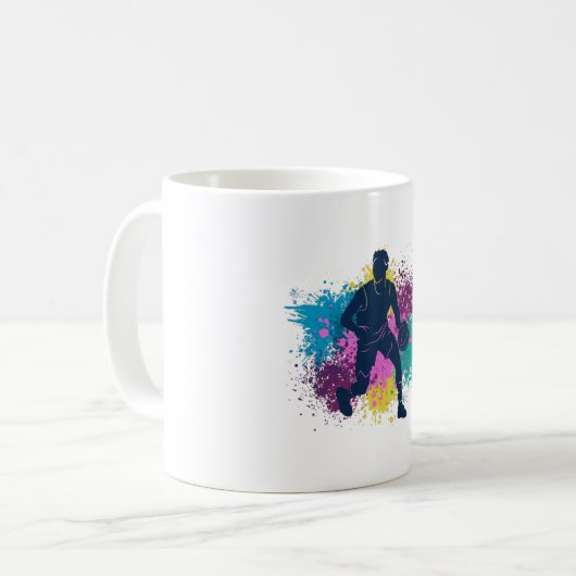 Basketball-Player grungy Color Splashes Kaffeetasse (Vorderseite Links)