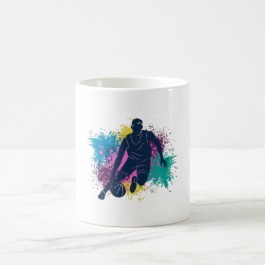 Basketball-Player grungy Color Splashes Kaffeetasse (Mittel)