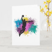Basketball-Player grungy Color Splashes Karte (Gelbe Blume)