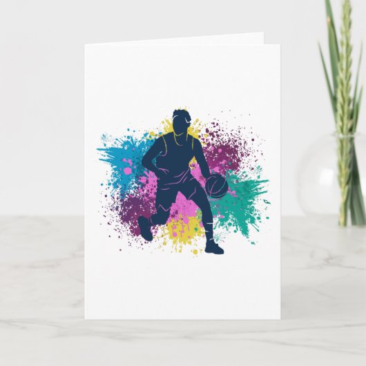 Basketball-Player grungy Color Splashes Karte (Vorderseite)