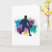 Basketball-Player grungy Color Splashes Karte (Gelbe Blume)