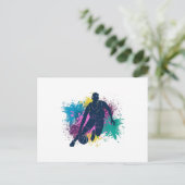 Basketball-Player grungy Color Splashes Postkarte (Stehend Vorderseite)