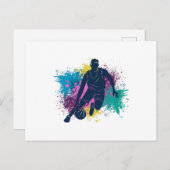 Basketball-Player grungy Color Splashes Postkarte (Vorne/Hinten)