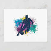 Basketball-Player grungy Color Splashes Postkarte (Vorderseite)