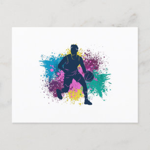 Basketball-Player grungy Color Splashes Postkarte