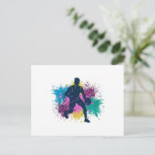 Basketball-Player grungy Color Splashes Postkarte (Stehend Vorderseite)