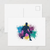 Basketball-Player grungy Color Splashes Postkarte (Vorne/Hinten)