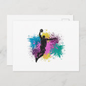 Basketball-Player grungy Color Splashes Postkarte (Vorne/Hinten)