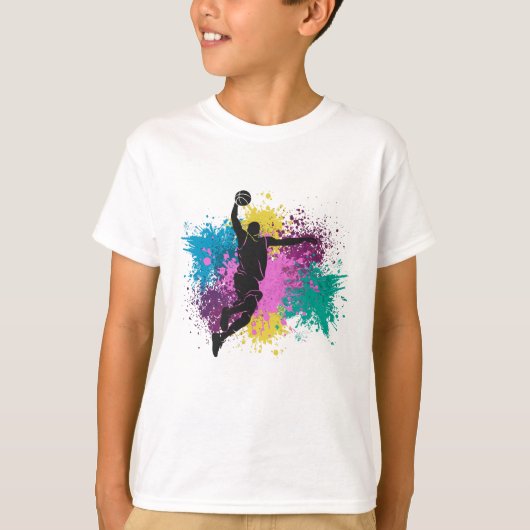 Basketball-Player grungy Color Splashes T-Shirt (Vorderseite)