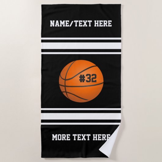 Basketball Player Name Number Team Name Custom Strandtuch (Vorderseite)