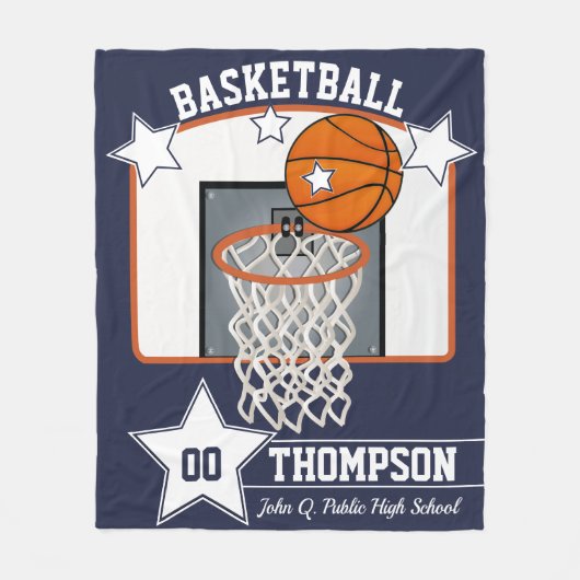 Basketball Player Name School and Jersey Number Fleecedecke (Vorderseite)