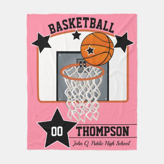 Basketball Player Name School and Jersey Number Fleecedecke (Vorderseite)