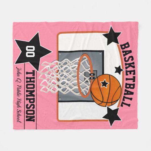 Basketball Player Name School and Jersey Number Fleecedecke (Vorderseite (Horizontal))