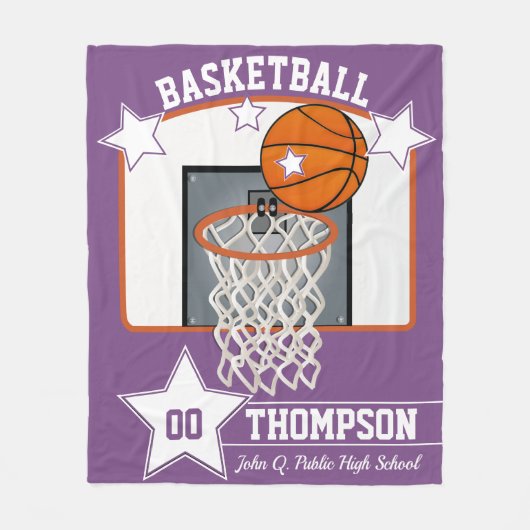 Basketball Player Name School and Jersey Number Fleecedecke (Vorderseite)