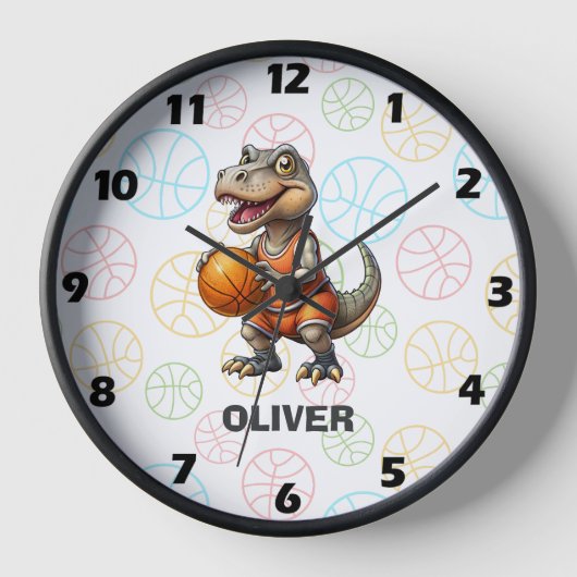 Basketball Player Niedlich Dinosaurier Uhr (Vorderseite)