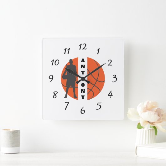 Basketball Player Personalisiert Square Uhr (Zuhause)