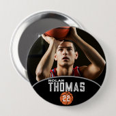 Basketball Player Personalized Picture Name Number Button (Vorne & Hinten)
