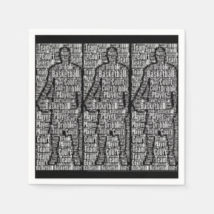 Basketball Player Schwarz-weiß Paper Napkins Serviette
