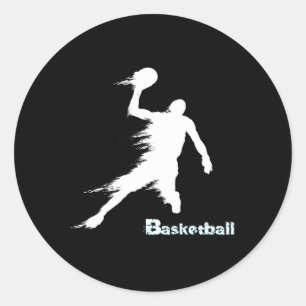 Basketball-Player-Silhouette in Bewegung 2 Runder Aufkleber