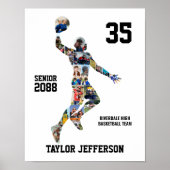 Basketball Player Silhouette Sports Photo Collage Poster (Vorne)