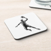 Basketball Player Slam Dunk Dunkles Design Getränkeuntersetzer (Linke Seite)