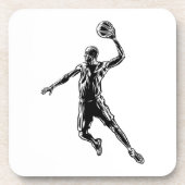 Basketball Player Slam Dunk Dunkles Design Getränkeuntersetzer (Vorderseite)