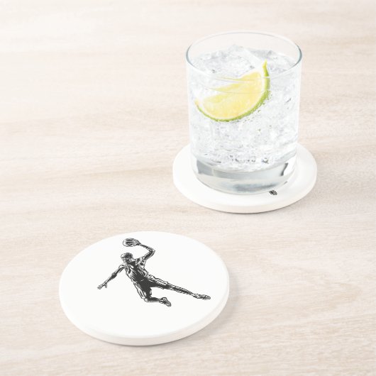 Basketball Player Slam Dunk Dunkles Design Getränkeuntersetzer (Seite)