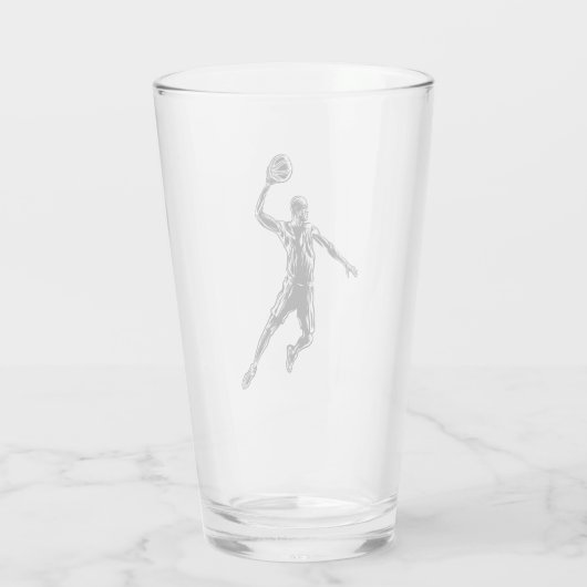 Basketball Player Slam Dunk Dunkles Design Glas (Rückseite)
